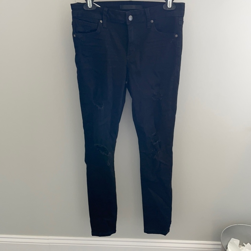 Joes jeans black denim with distressing size 27